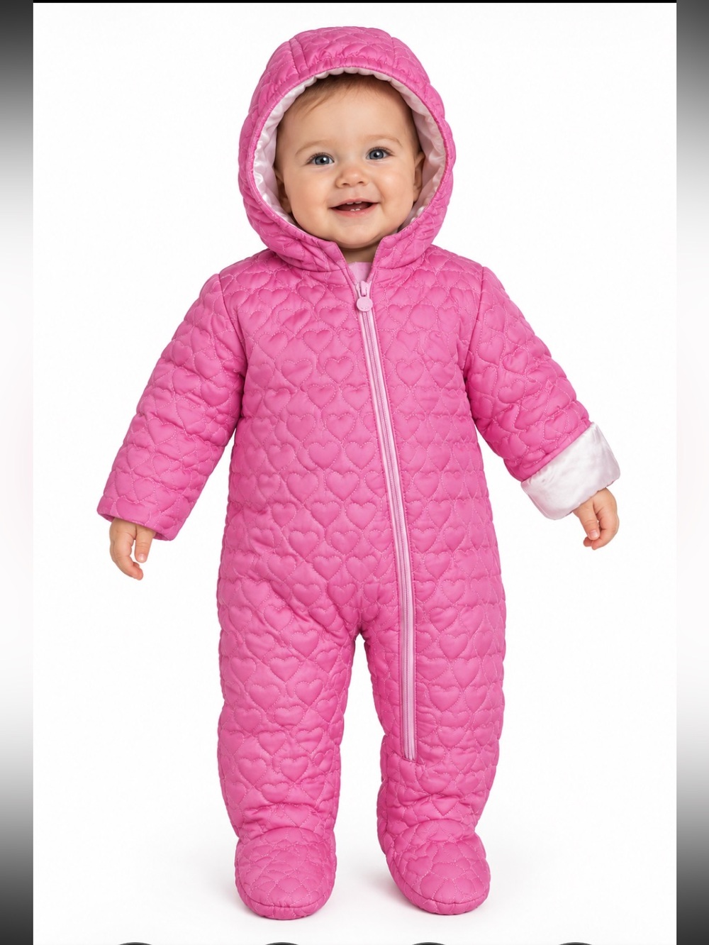 WIPPETTE KIDs Pink Quilted Hooded Baby One-Piece Snowsuit NWT